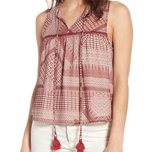 REBECCA MINKOFF Vicky Print Tassel Tank Top